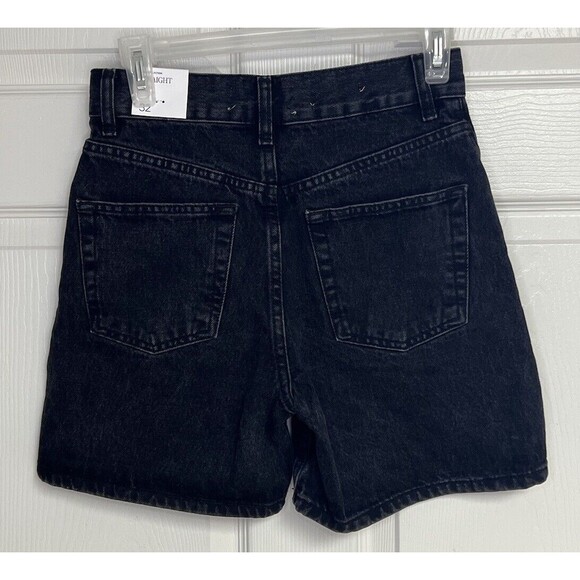 Womens Black Denim Shorts Size 1 Mango MNG Zaida Straight High Waist Summer - Picture 2 of 7